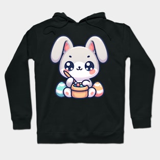 Cute easterbunny painting eggs in kawaii style Hoodie